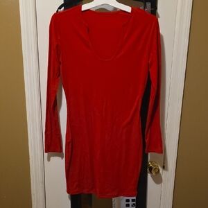 Elegant Red Long Sleeve Bodysuit